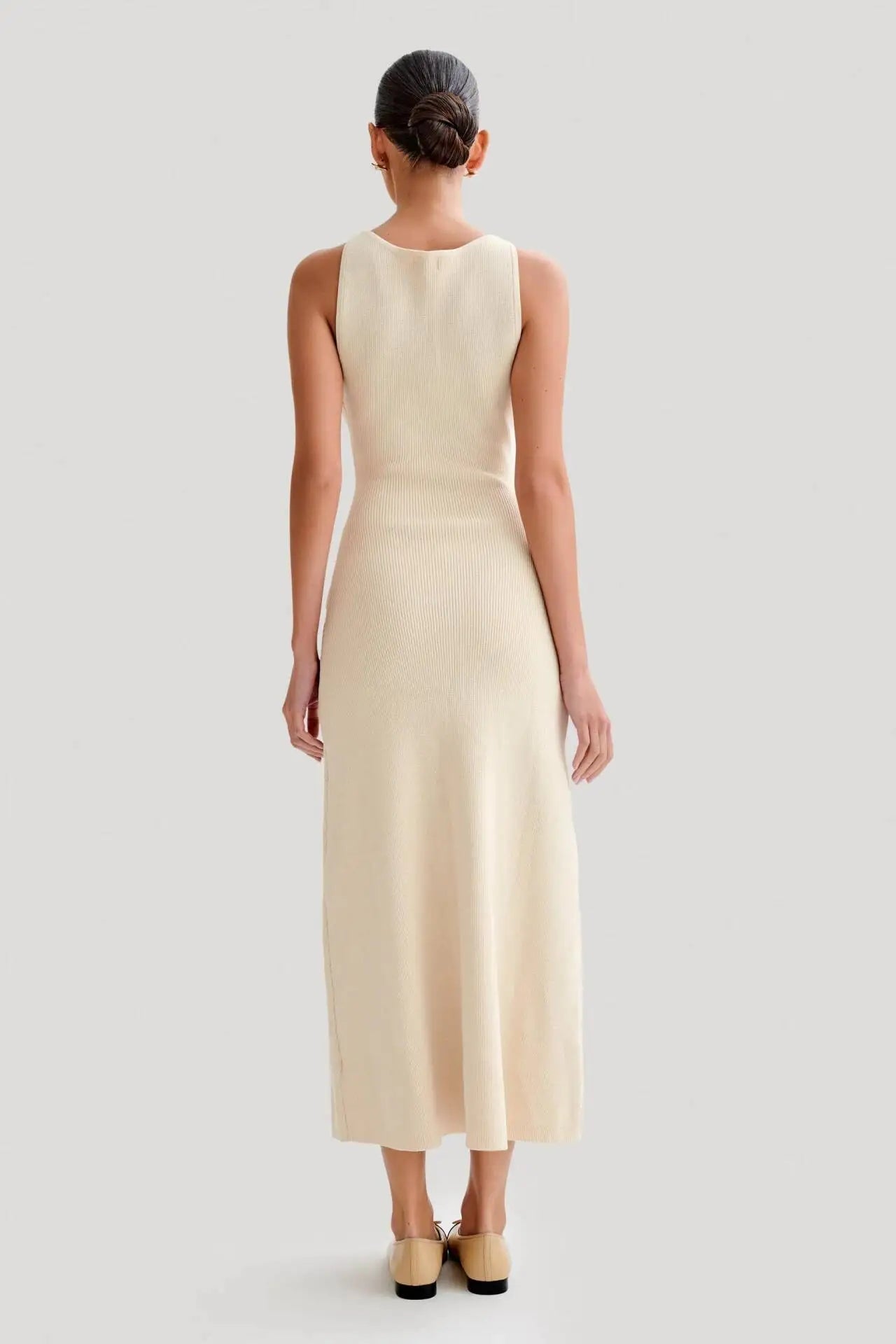 Elegant O Neck Sleeveless Single Breasted Fake Pockets Bodycon Knitted Long Dresses