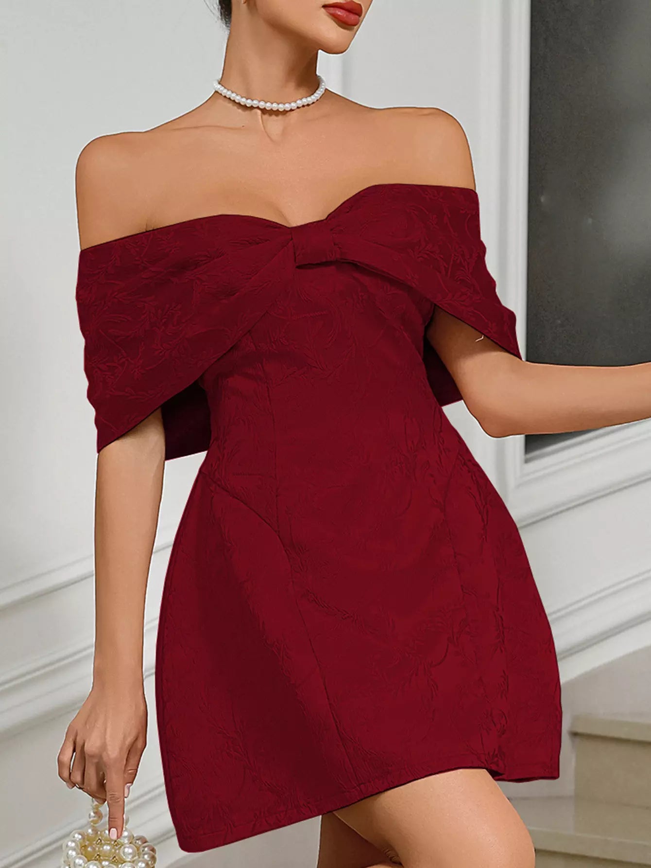 Elegant Off-Shoulder Backless Zipper Party Mini Party Dress