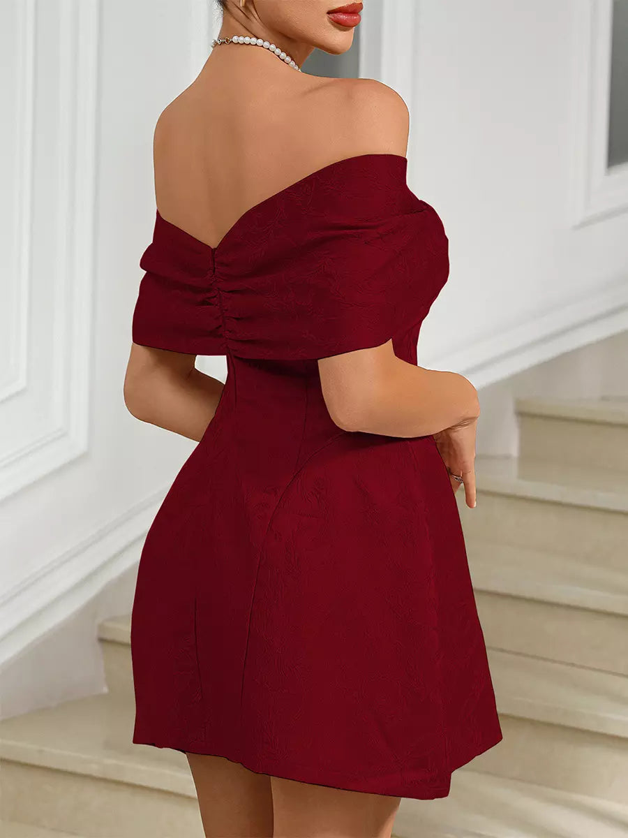 Elegant Off-Shoulder Backless Zipper Party Mini Party Dress