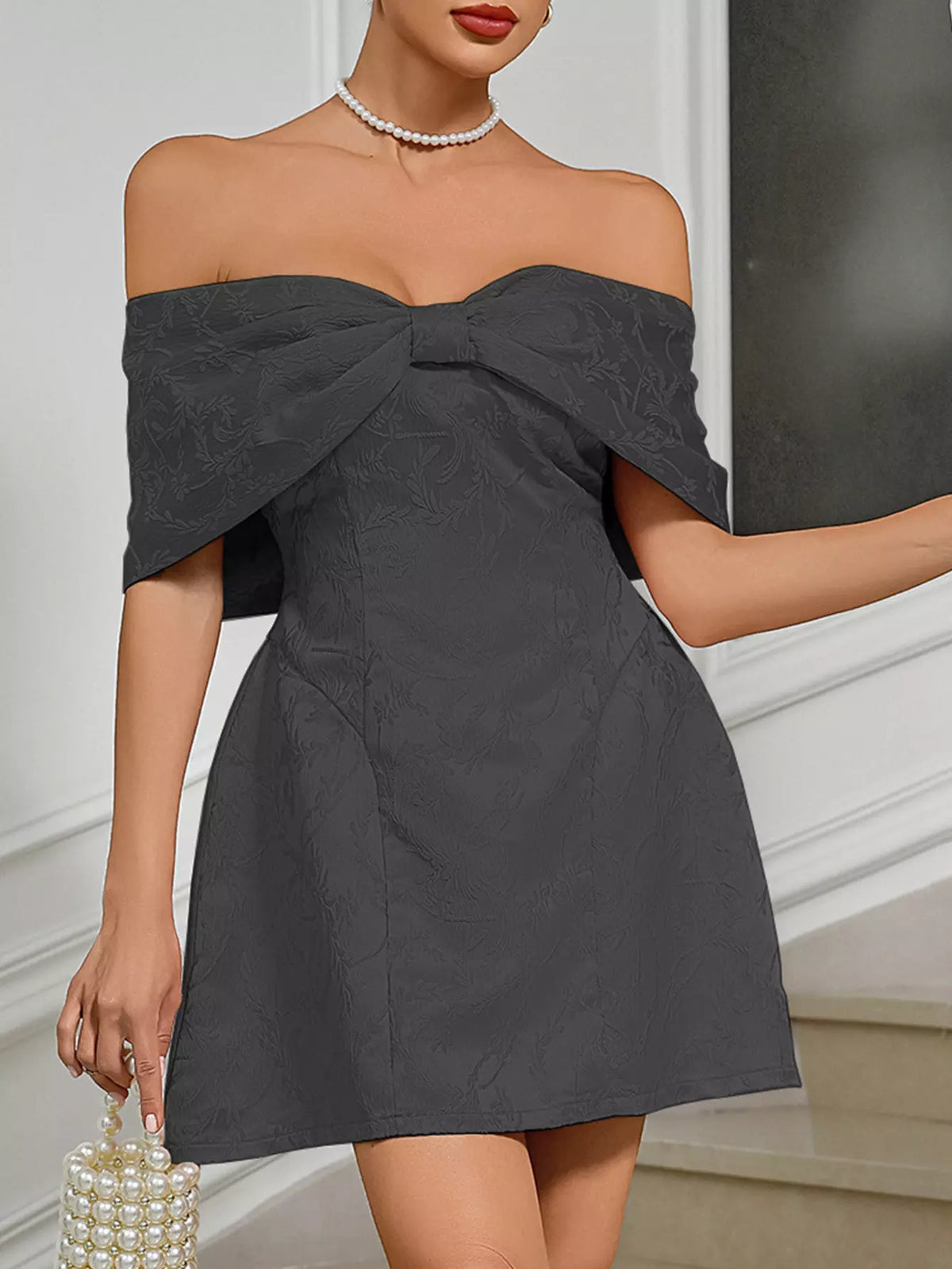 Elegant Off-Shoulder Backless Zipper Party Mini Party Dress