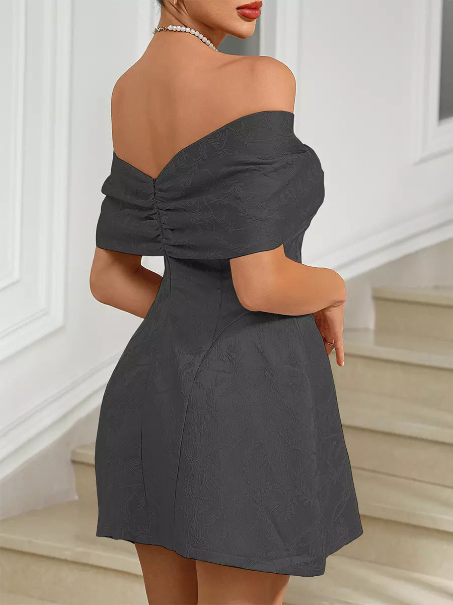 Elegant Off-Shoulder Backless Zipper Party Mini Party Dress