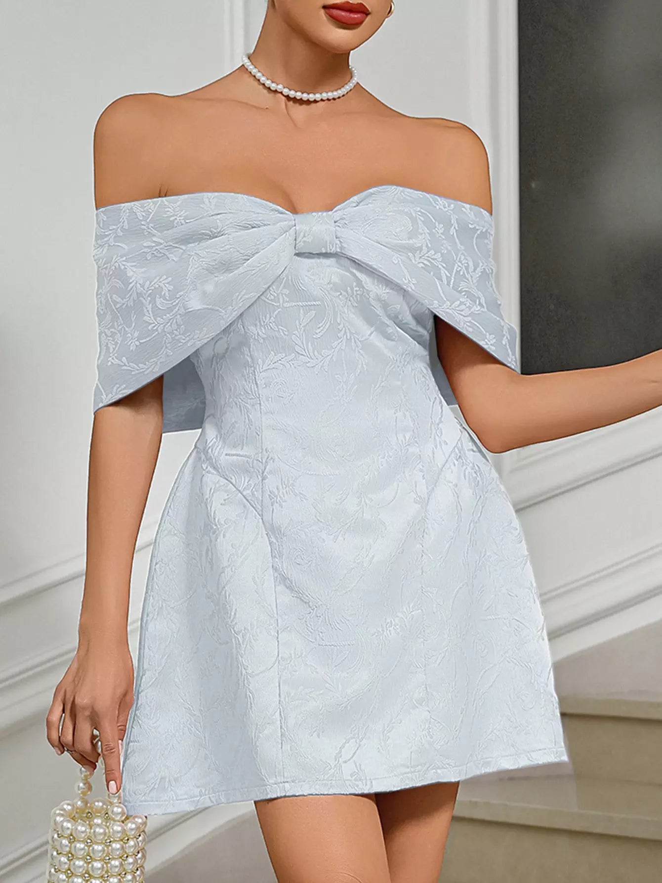 Elegant Off-Shoulder Backless Zipper Party Mini Party Dress