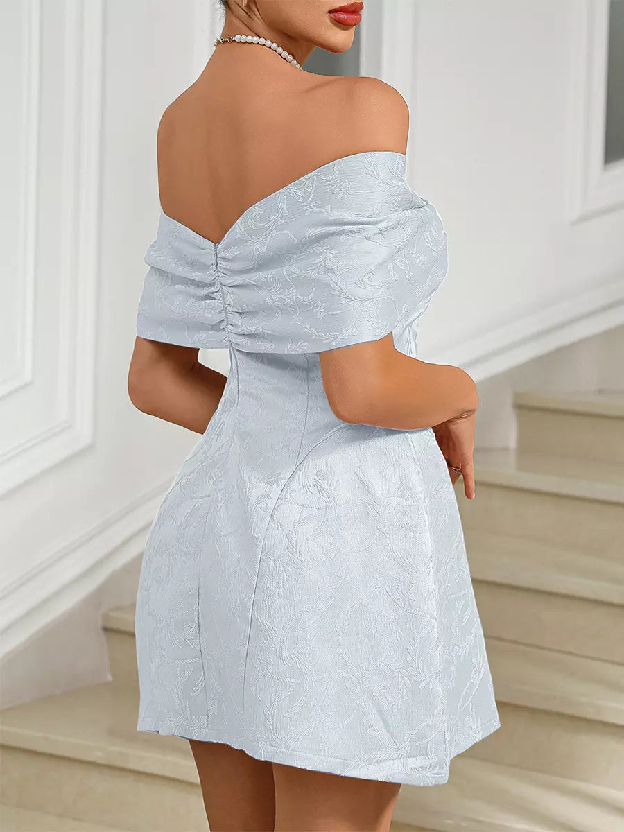 Elegant Off-Shoulder Backless Zipper Party Mini Party Dress