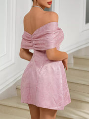 Elegant Off-Shoulder Backless Zipper Party Mini Party Dress