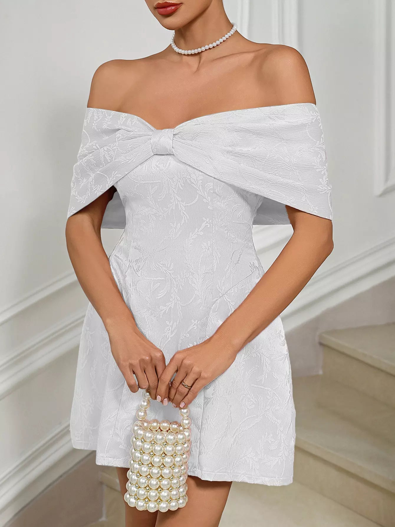 Elegant Off-Shoulder Backless Zipper Party Mini Party Dress