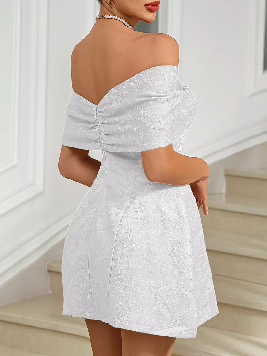 Elegant Off-Shoulder Backless Zipper Party Mini Party Dress