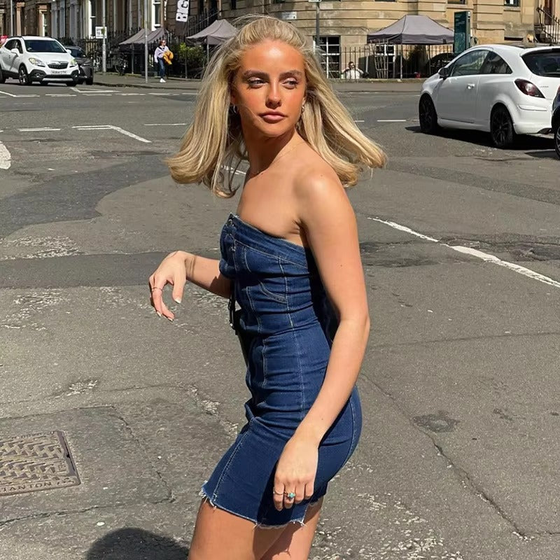 Elegant Off Shoulder Button slash neck Backless High Street Mini Bodycon Dresses