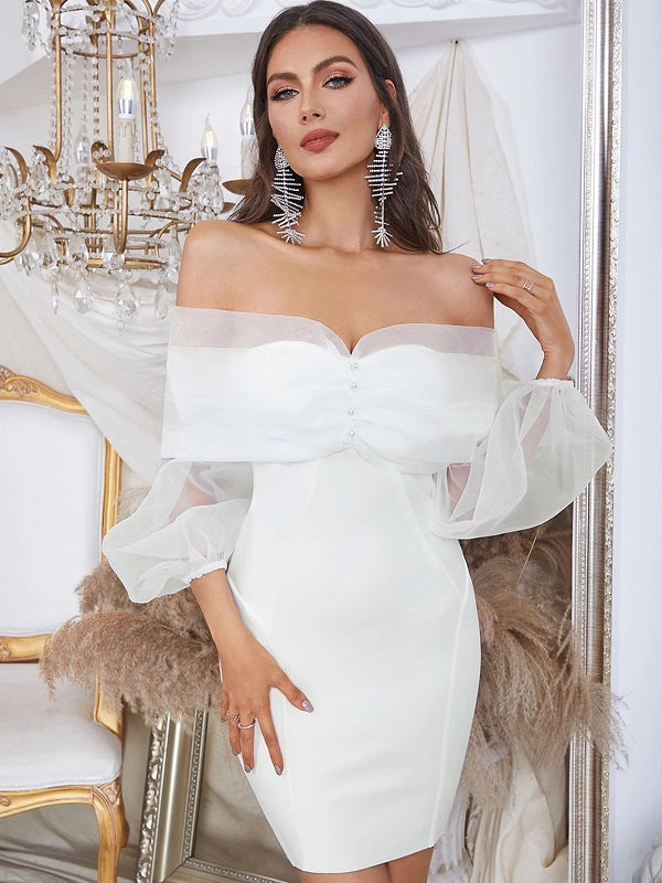 Elegant Off Shoulder Long Sleeve Min Dress