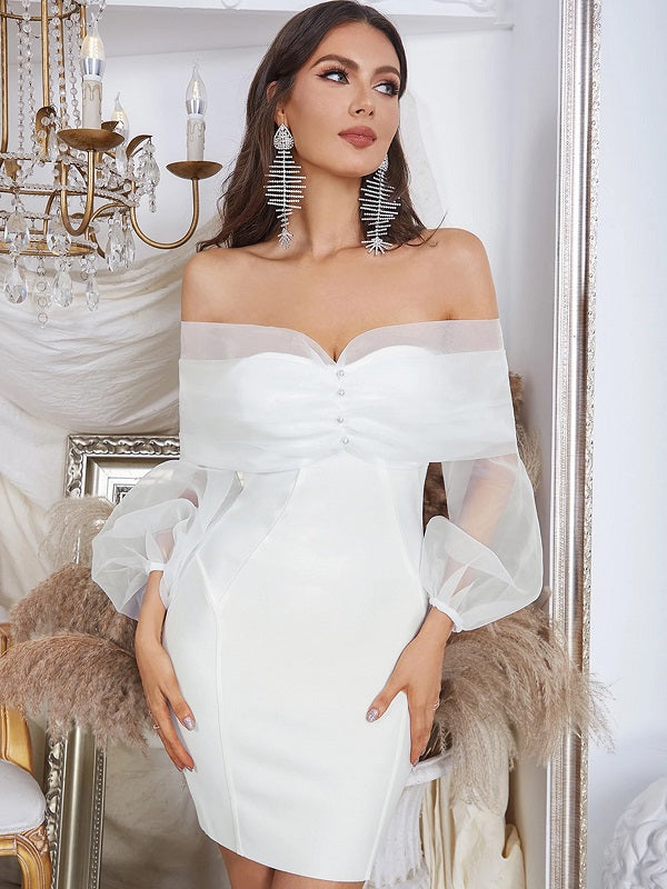 Elegant Off Shoulder Long Sleeve Min Dress
