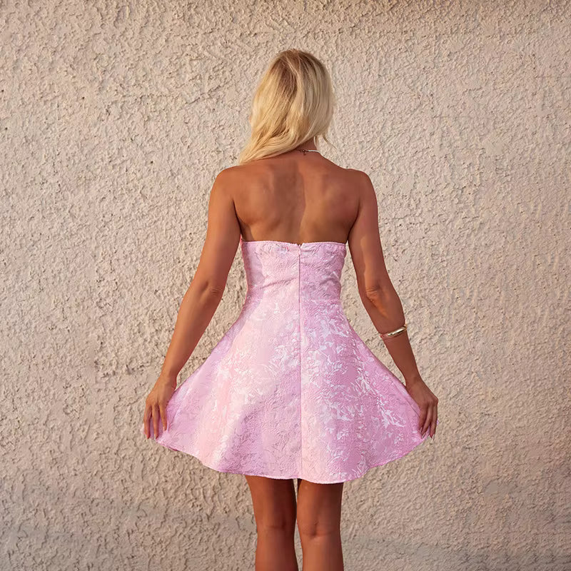 Elegant Off Shoulder Zipper Fly Slim A-Line Mini Dress Streetwear