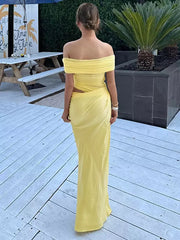 Elegant Off-shoulder Backless Ruched Sleeveless Maxi Dress