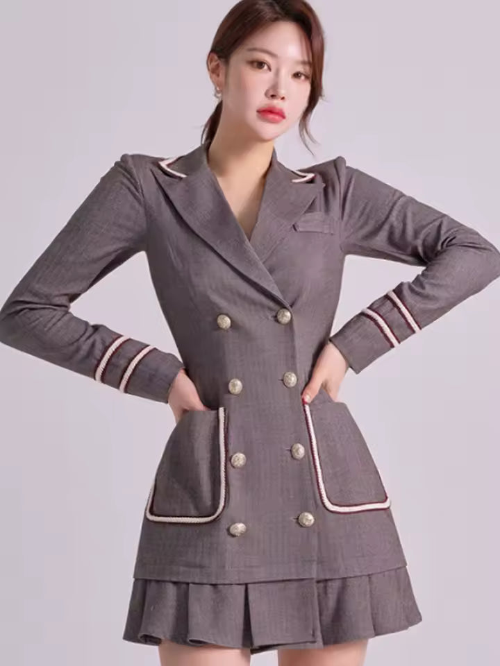 Elegant Office Lady synthetic fiber Formal Long Sleeve Slim Mini Dress