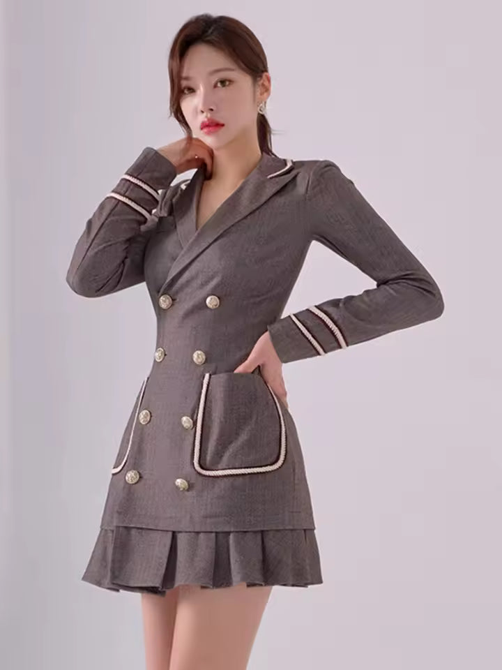 Elegant Office Lady synthetic fiber Formal Long Sleeve Slim Mini Dress