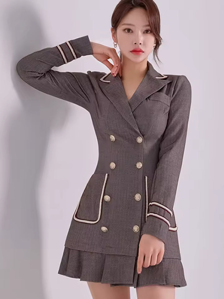 Elegant Office Lady synthetic fiber Formal Long Sleeve Slim Mini Dress