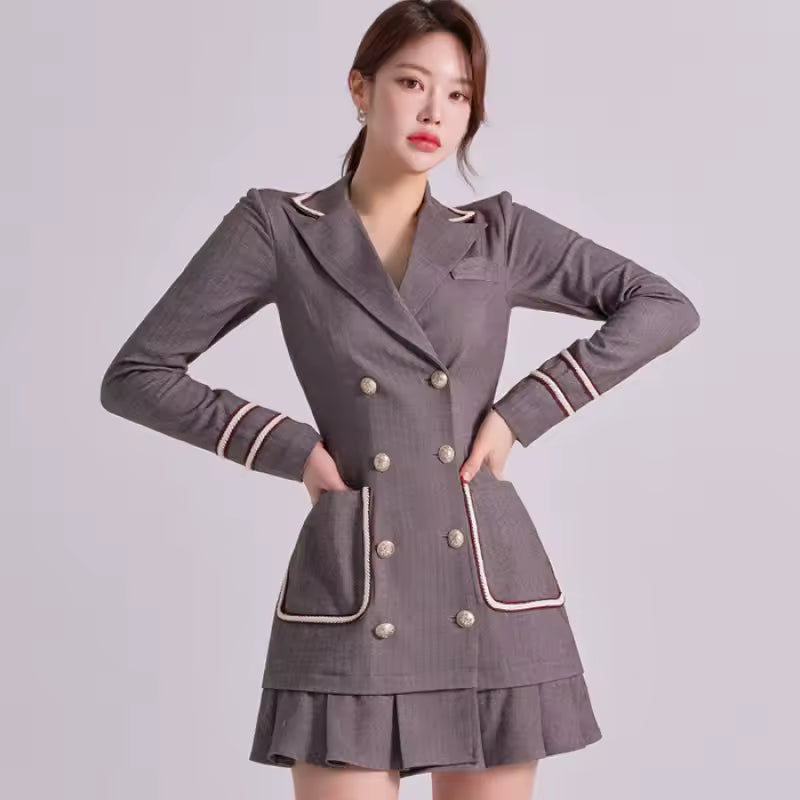 Elegant Office Lady synthetic fiber Formal Long Sleeve Slim Mini Dress