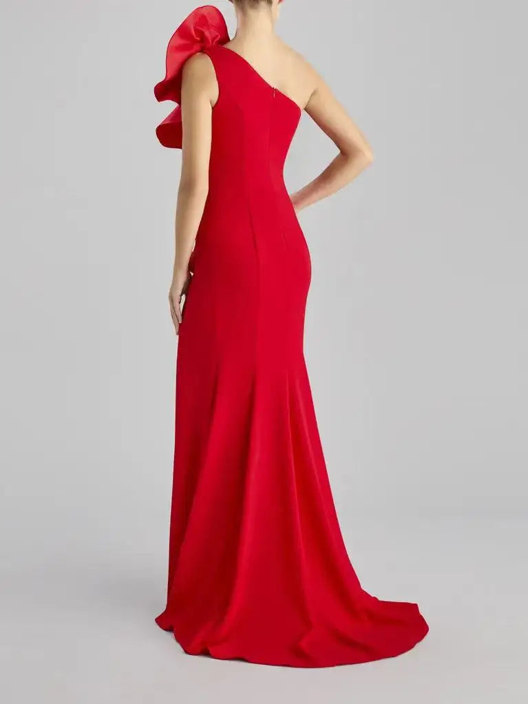 Elegant One Shoulder Florals Bodycon Bandage Long Maxi Dress