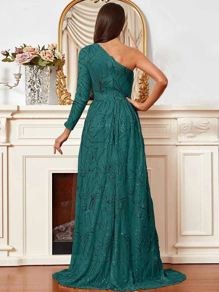 Elegant One Shoulder Sequin A Line Cocktail Party Dress