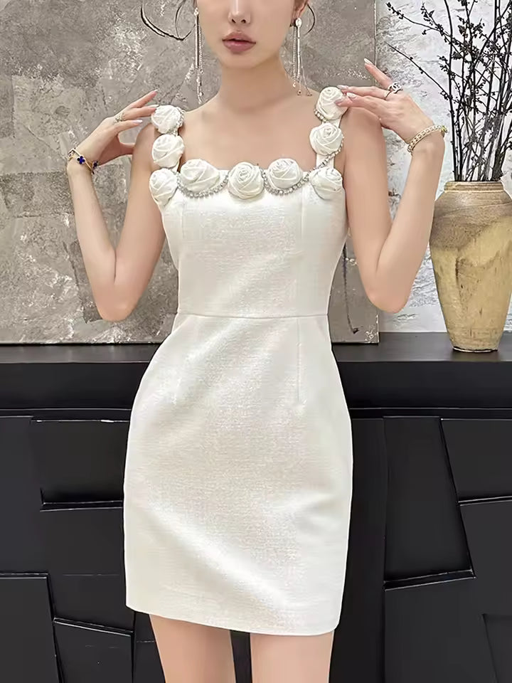 Elegant Patchwork Appliques High Waist Mini Dress