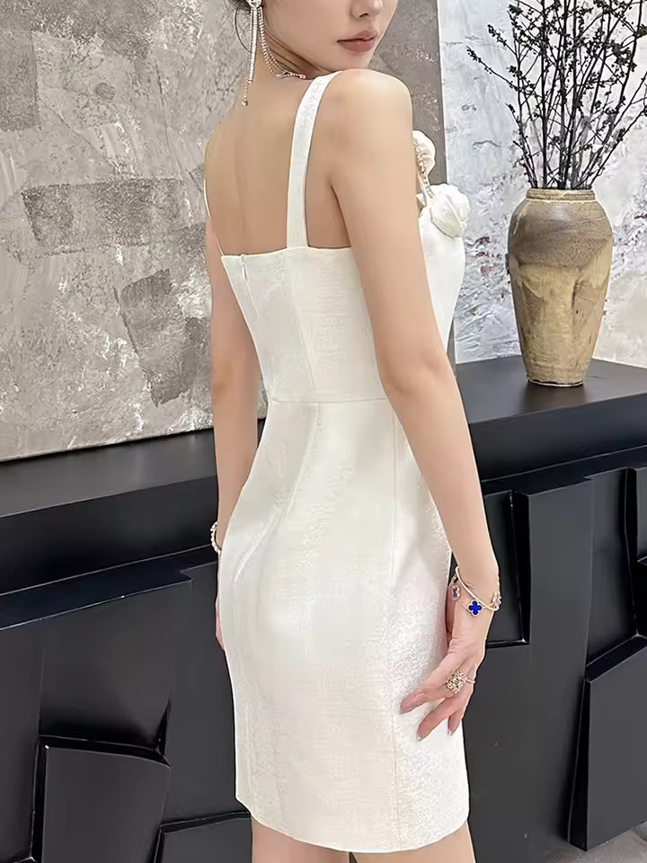 Elegant Patchwork Appliques High Waist Mini Dress