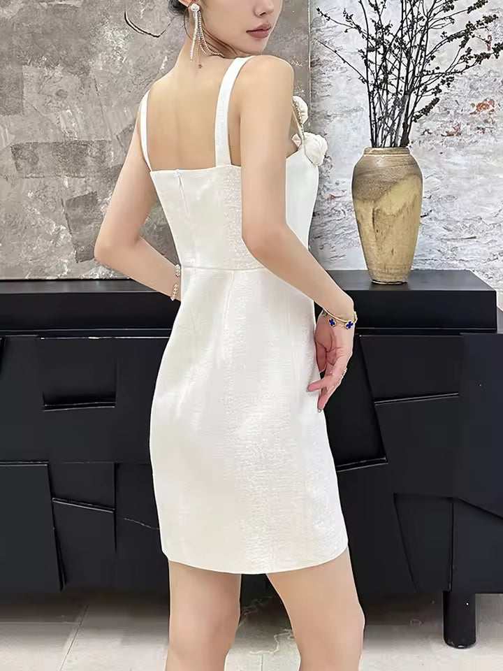 Elegant Patchwork Appliques High Waist Mini Dress
