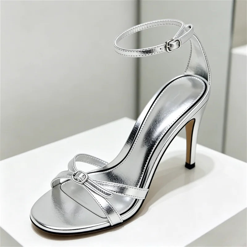 Elegant Patent Leather Silver Heel