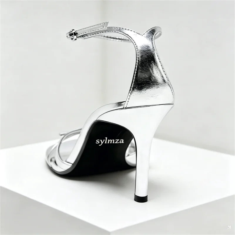 Elegant Patent Leather Silver Heel