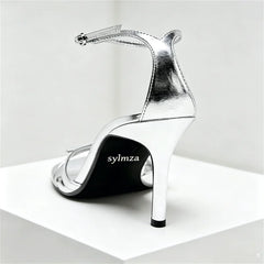 Elegant Patent Leather Silver Heel