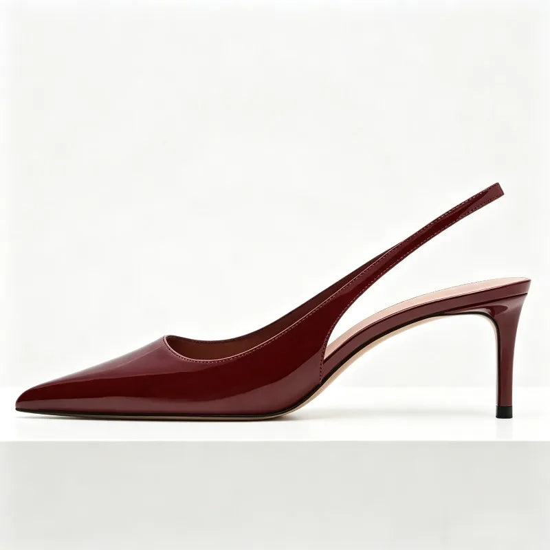 Elegant Patent Leather Slingbacks High Heel