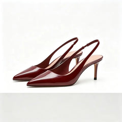 Elegant Patent Leather Slingbacks High Heel