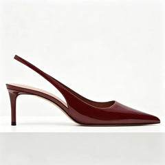 Elegant Patent Leather Slingbacks High Heel