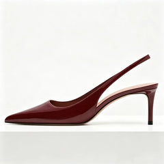 Elegant Patent Leather Slingbacks High Heel