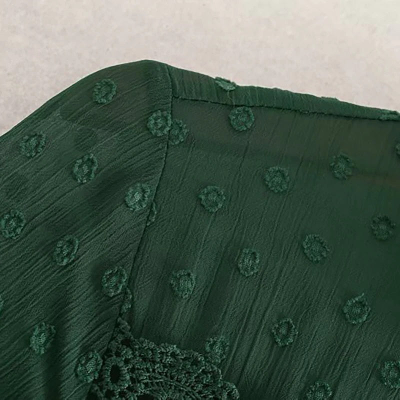 Elegant Pleated Lace Embroidery Stylish Dress