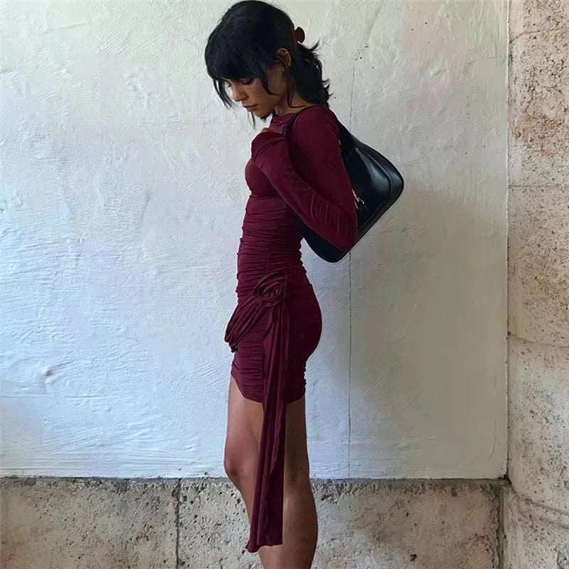 Elegant Pleated Slim High Waist Bodycon Mini Dress