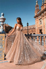 Elegant Plunging Neckline Cross Back Evening Party Dress