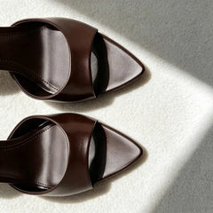Elegant Pointed-toe Mule Sandals for High-quality Soft Leather Designer Shoes