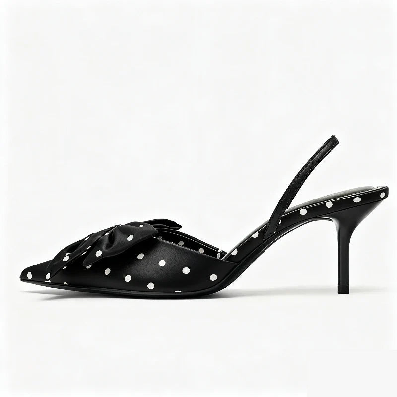 Elegant Polka Dot Designer Pumps Pointed Toe High Heel