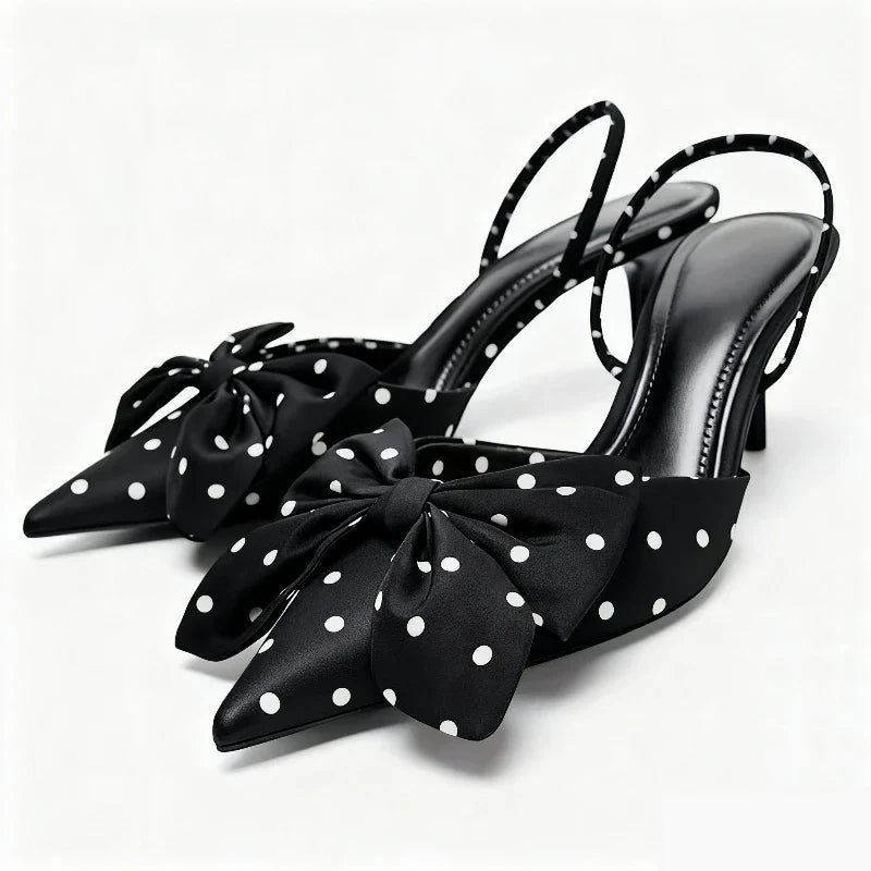 Elegant Polka Dot Designer Pumps Pointed Toe High Heel