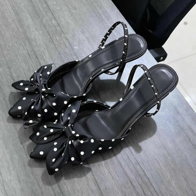 Elegant Polka Dot Designer Pumps Pointed Toe High Heel