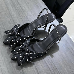 Elegant Polka Dot Designer Pumps Pointed Toe High Heel