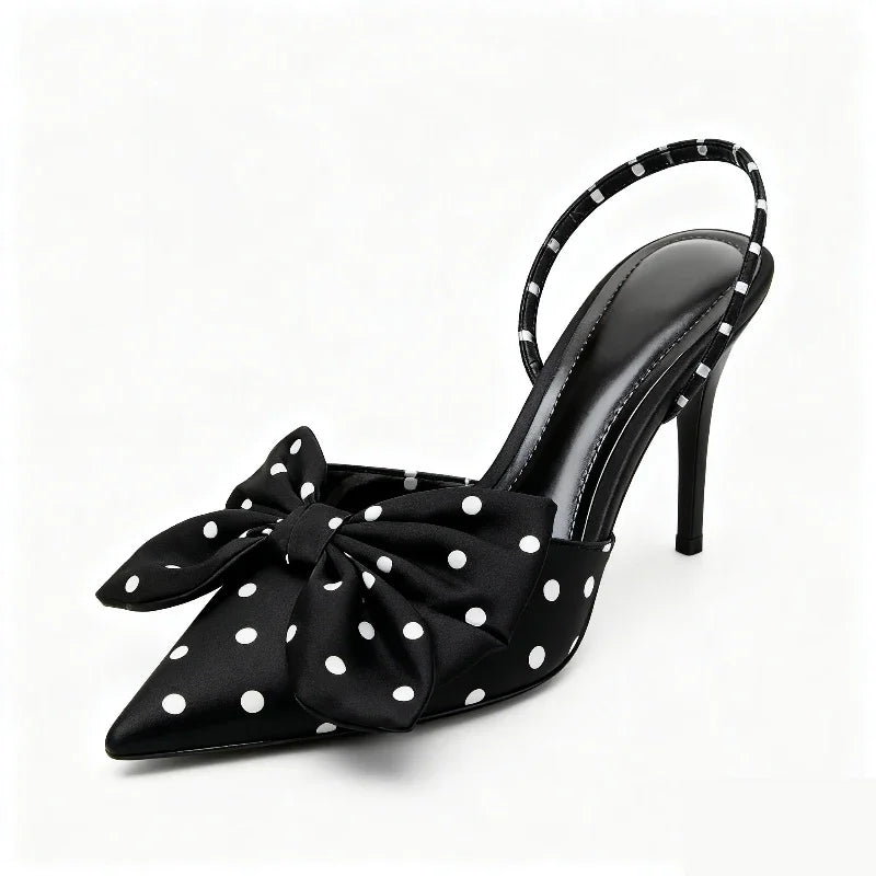 Elegant Polka Dot Designer Pumps Pointed Toe High Heel