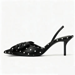 Elegant Polka Dot Designer Pumps Pointed Toe High Heel