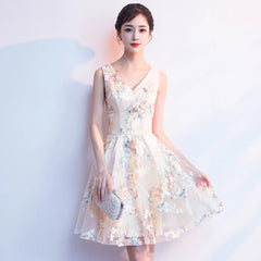 Elegant Pretty V-Neck Student Young Floral Print Bandage Party Flowers Graduation Short Dresses