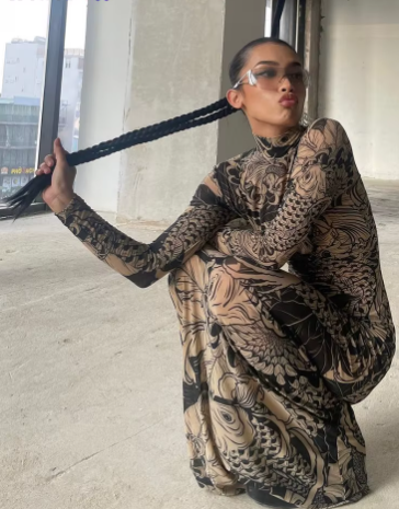 Elegant Print Turtleneck Full Sleeve  High Street Party Bodycon Maxi Dress
