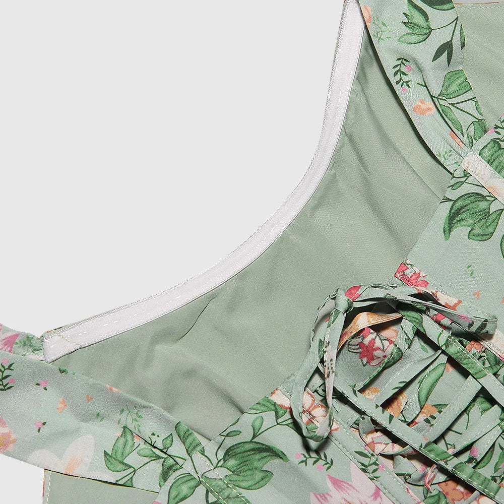 Elegant Printing Corset Dress Knee Length Birthday Party Dresses Casual Holiday Clothing