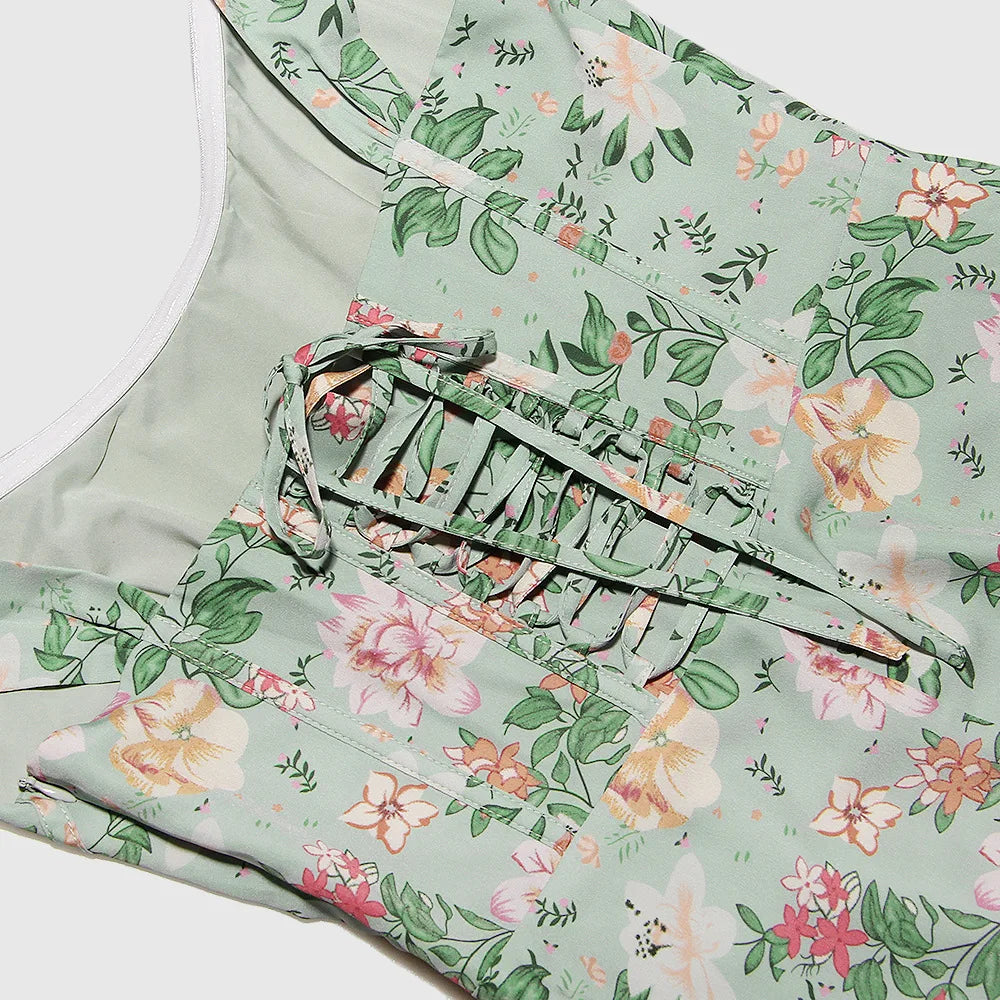 Elegant Printing Corset Dress Knee Length Birthday Party Dresses Casual Holiday Clothing
