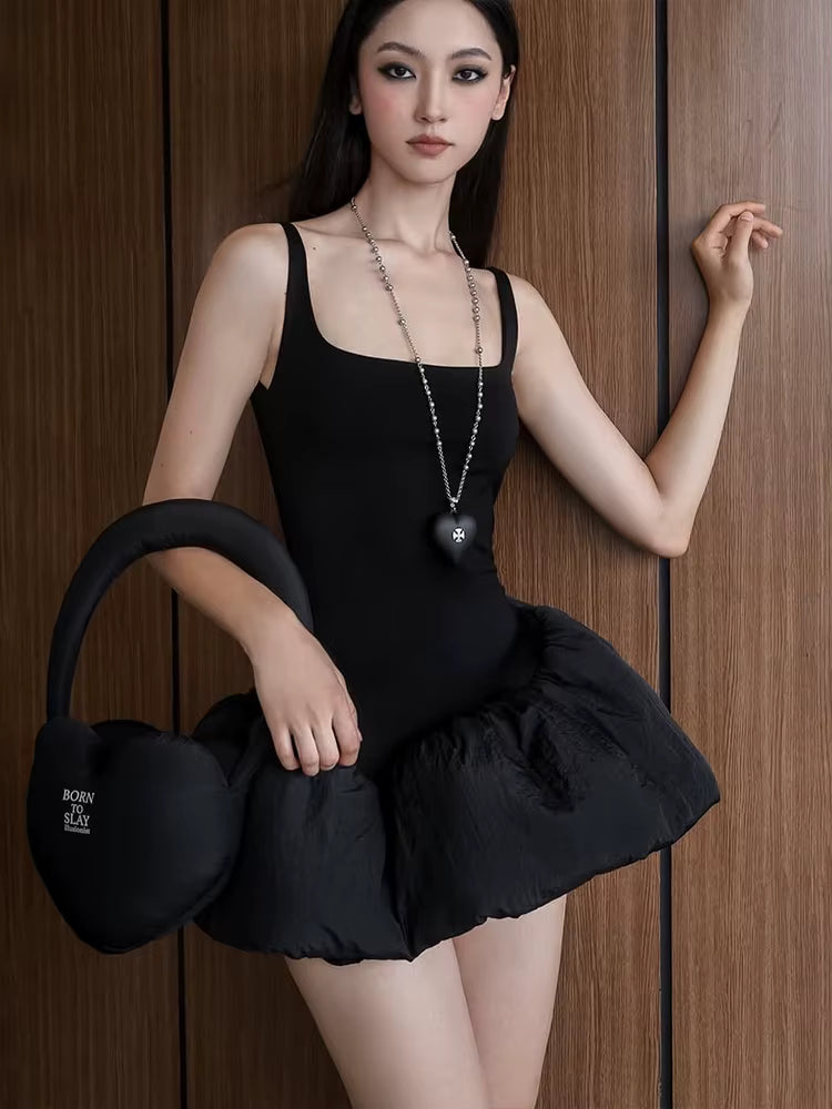 Elegant Puffy Patchwork Backless Sleeveless Midnight Clubwear Party Mini Bodycon Dress