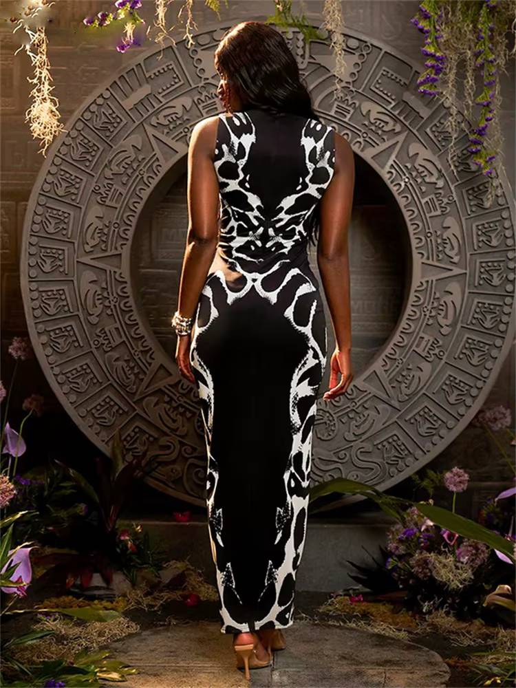 Elegant Pullover Night Club Sleeveless Hollow Out Maxi Dress