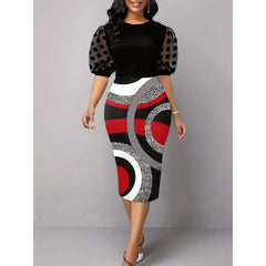 Elegant Pullover Office Chic Cocktail Puff Sleeve Dresses