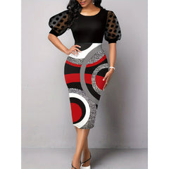 Elegant Pullover Office Chic Cocktail Puff Sleeve Dresses