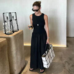 Elegant Pullover Synthetic fiber O-neck Sleeveless Long Dresses